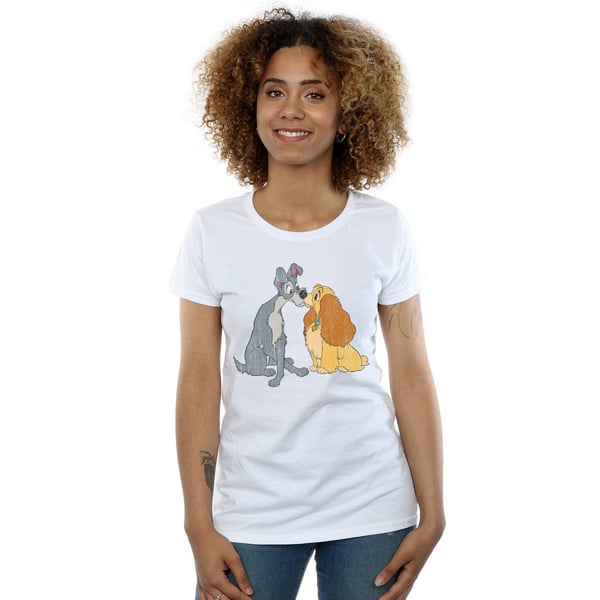 Disney Womens/Ladies Lady And The Tramp Distressed Kiss Cotton T-Shirt