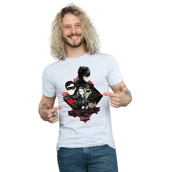 DC Comics Mens Batman TV Series Character Skyline T-Shirt