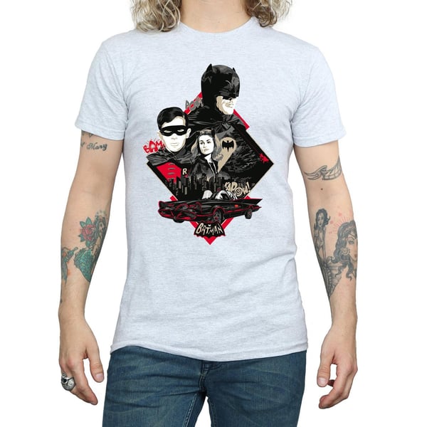 DC Comics Mens Batman TV Series Character Skyline T-Shirt
