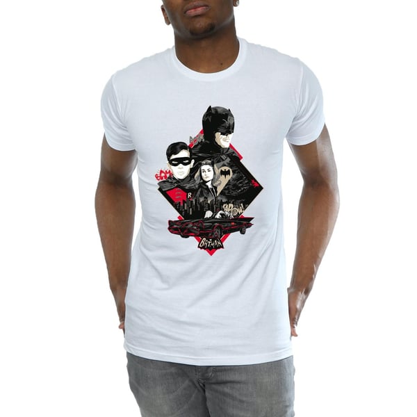 DC Comics Mens Batman TV Series Character Skyline T-Shirt