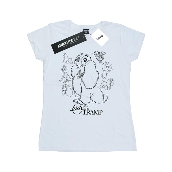 Disney Womens/Ladies Lady And The Tramp Collage Sketch Cotton T-Shirt