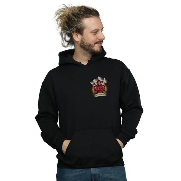 Marvel Mens Spider-Man Tattoo Breast Print Hoodie