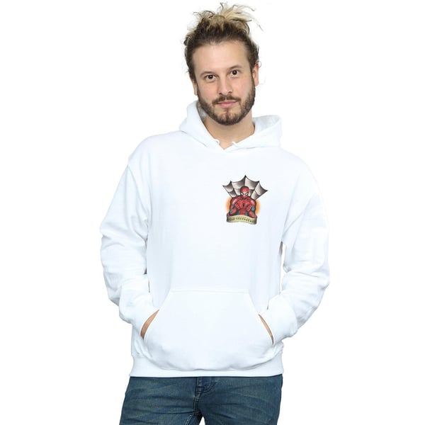 Marvel Mens Spider-Man Tattoo Breast Print Hoodie
