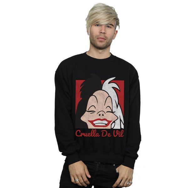 Disney Mens Cruella De Vil Cropped Head Sweatshirt