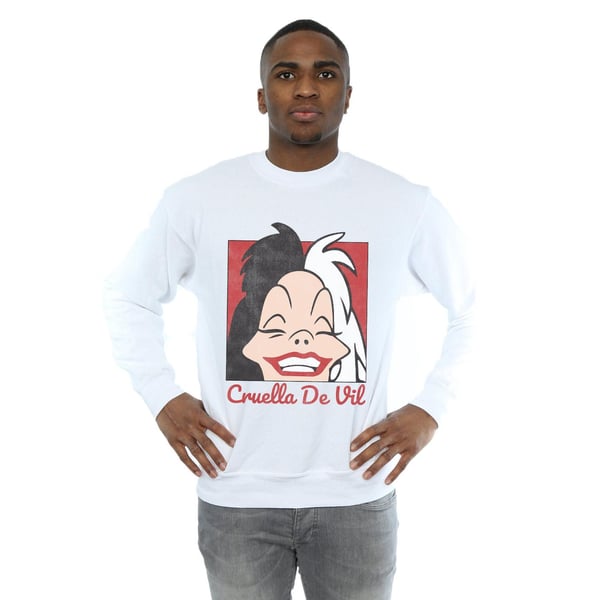 Disney Mens Cruella De Vil Cropped Head Sweatshirt