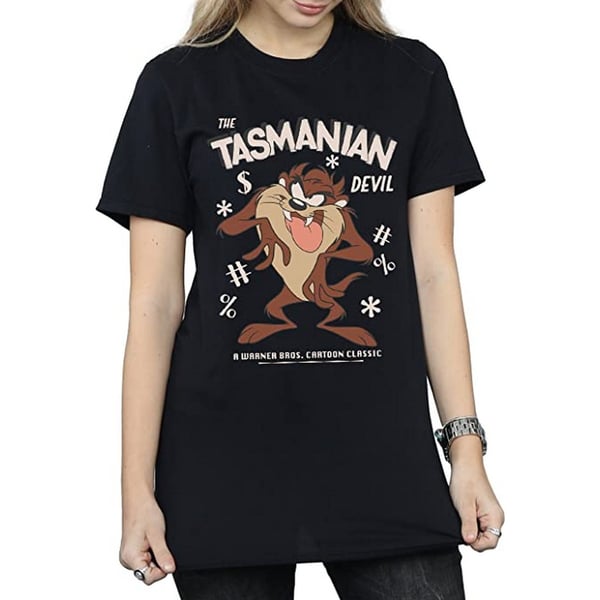 Looney Tunes Dam/Kvinnor Tasmanian Devil Vintage Bomulls Boyfriend T-shirt