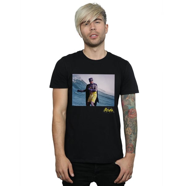 DC Comics Mens Batman TV Series Surfing Logo T-Shirt