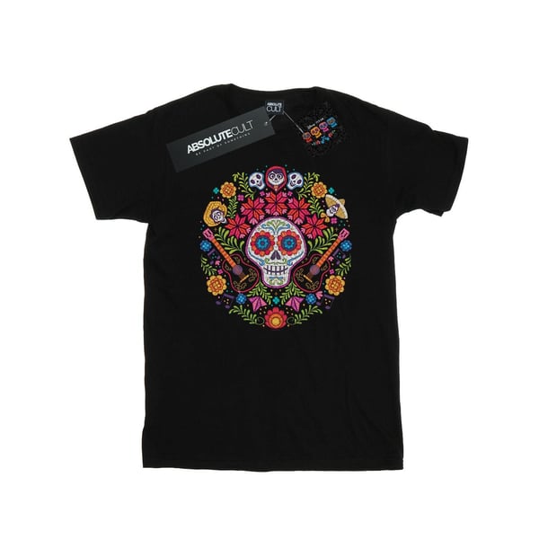 Disney Dam/Dam Coco Broderad Dödskalle Tryckt Bomulls Boyfriend T-Shirt