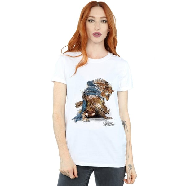 Disney Womens/Ladies Beauty And The Beast Beast Sketch Cotton Boyfriend T-Shirt