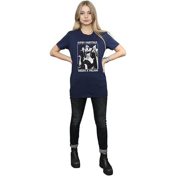 Disney Womens/Ladies Every Fairy Tale Needs A Villain Cotton Boyfriend T-Shirt