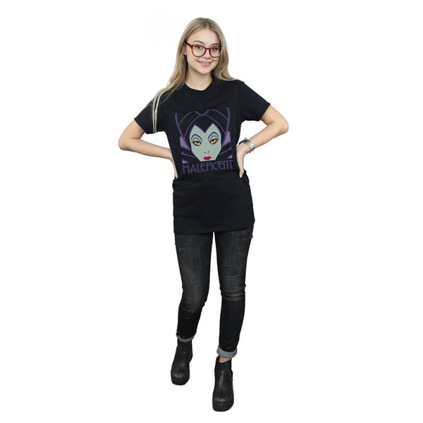 Disney Womens/Ladies Maleficent Cropped Head Cotton Boyfriend T-Shirt