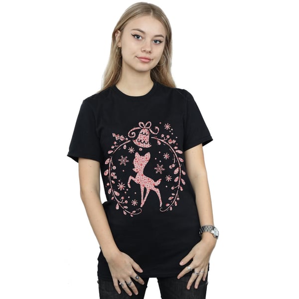 Disney Womens/Ladies Bambi Christmas Wreath Cotton Boyfriend T-Shirt