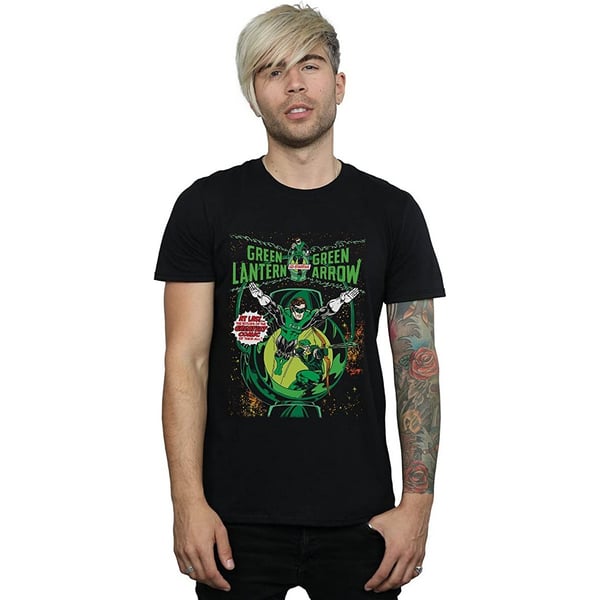 DC Comics Mens Green Lantern & Green Arrow Comic Cover Cotton T-Shirt