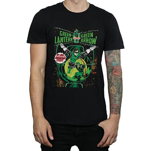 DC Comics Mens Green Lantern & Green Arrow Comic Cover Cotton T-Shirt