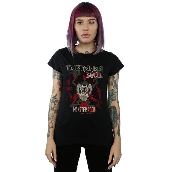 Looney Tunes Womens/Ladies Monster Rock Tasmanian Devil Cotton T-Shirt