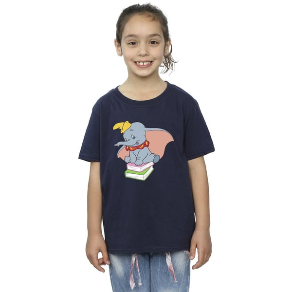 Disney Girls Dumbo Sitting On Books Cotton T-Shirt