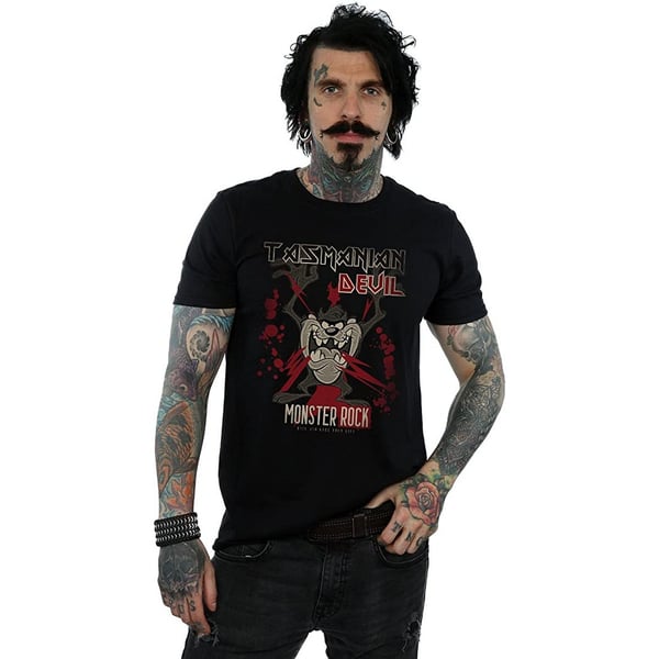 Looney Tunes Mens Monster Rock Tasmanian Devil Cotton T-Shirt