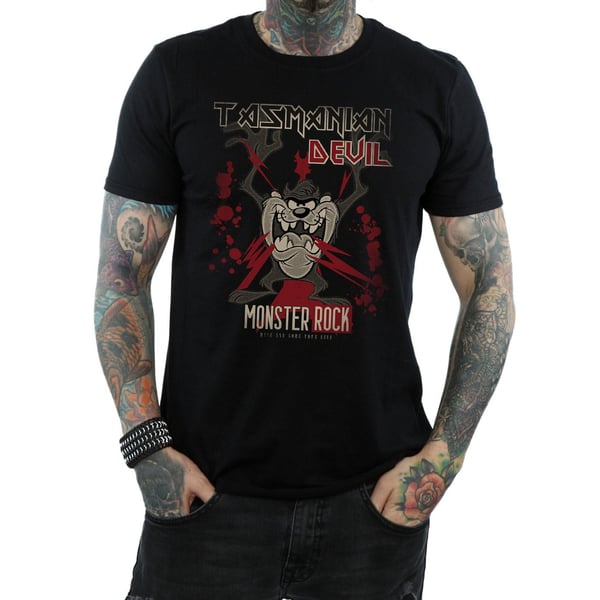 Looney Tunes Mens Monster Rock Tasmanian Devil Cotton T-Shirt