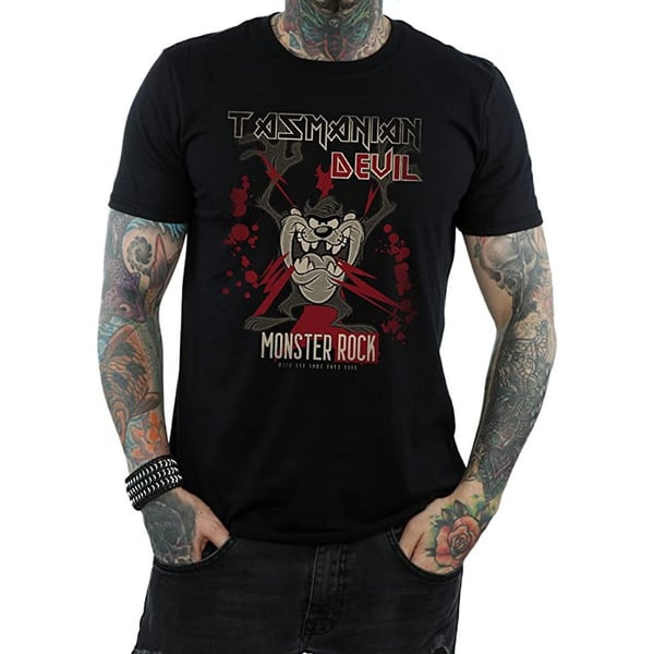 Looney Tunes Mens Monster Rock Tasmanian Devil Cotton T-Shirt