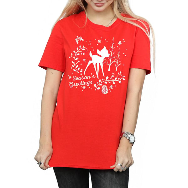 Disney Womens/Ladies Bambi Christmas Greetings Cotton Boyfriend T-Shirt
