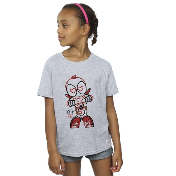 Marvel Girls Deadpool Love Beam Line Cotton T-Shirt