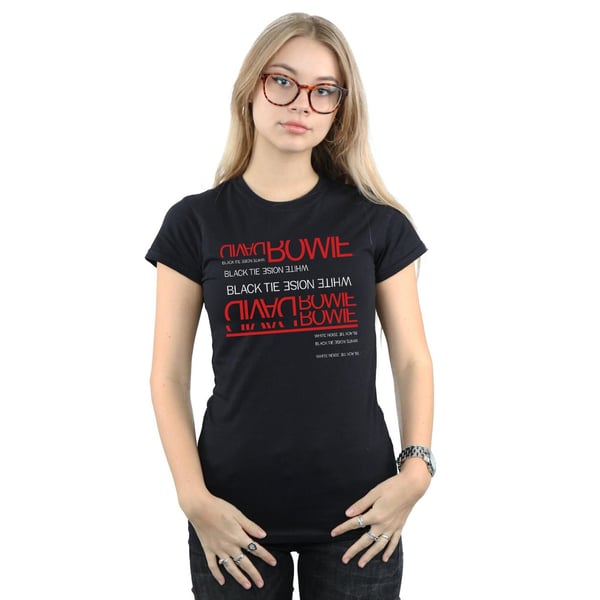 David Bowie Womens/Ladies Black Tie White Noise Cotton T-Shirt