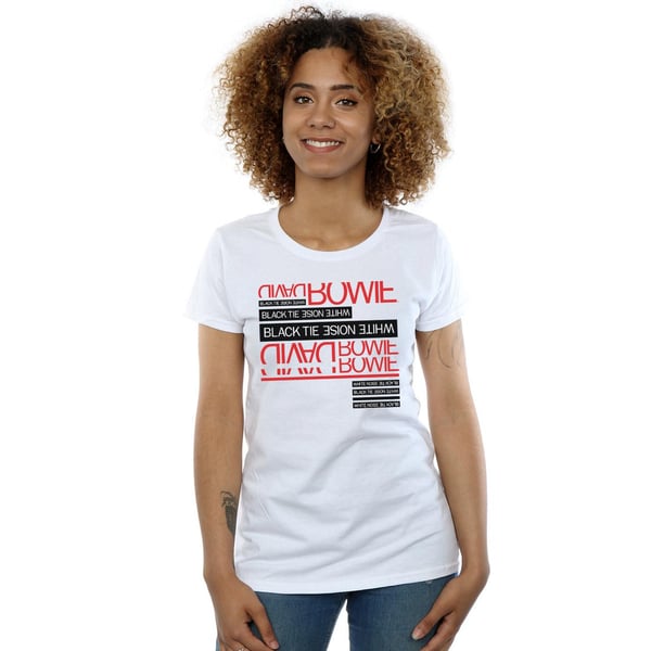 David Bowie Womens/Ladies Black Tie White Noise Cotton T-Shirt