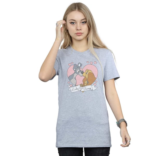 Disney Womens/Ladies Lady And The Tramp Love Cotton Boyfriend T-Shirt