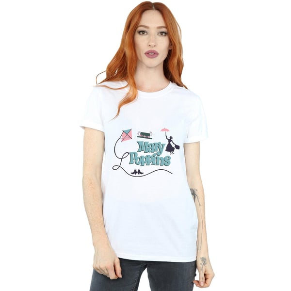 Disney Womens/Ladies Mary Poppins Logo Cotton Boyfriend T-Shirt