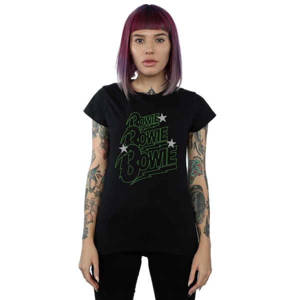 David Bowie Womens/Ladies Multiple Neon Logo Cotton T-Shirt