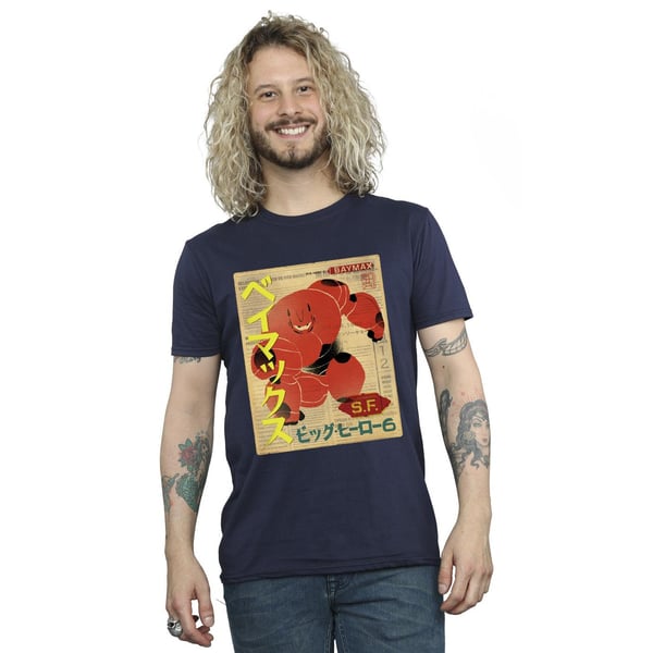 Disney Mens Big Hero 6 Baymax Baymax Newspaper T-Shirt