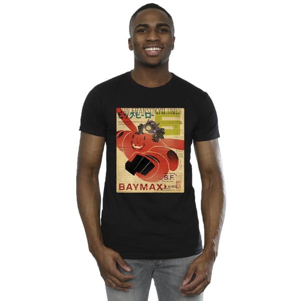 Disney Mens Big Hero 6 Baymax Flying Baymax Newspaper T-Shirt