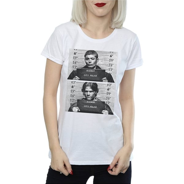 Supernatural Womens/Ladies Winchester Mugshot Cotton T-Shirt