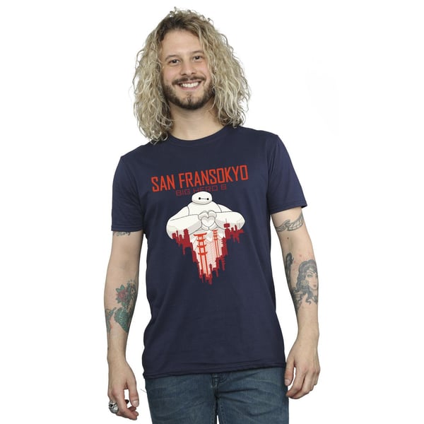 Disney Mens Big Hero 6 Baymax San Fransokyo Heart T-Shirt