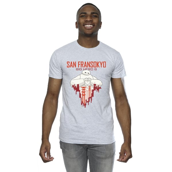 Disney Mens Big Hero 6 Baymax San Fransokyo Heart T-Shirt