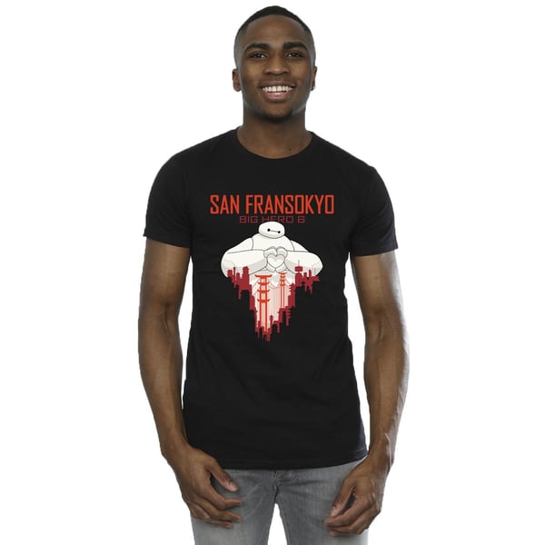 Disney Mens Big Hero 6 Baymax San Fransokyo Heart T-Shirt