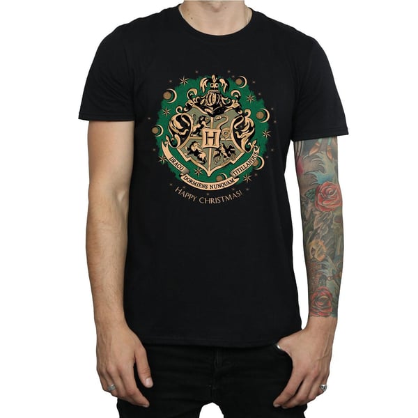 Harry Potter Mens Wreath Cotton Christmas T-Shirt