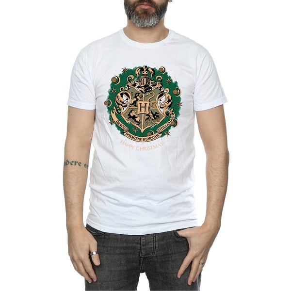 Harry Potter Mens Wreath Cotton Christmas T-Shirt
