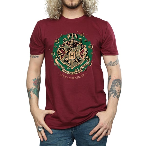 Harry Potter Mens Wreath Cotton Christmas T-Shirt