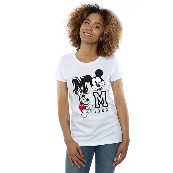 Disney Womens/Ladies Mickey Mouse Jump & Wink Cotton T-Shirt
