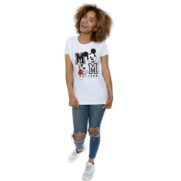 Disney Womens/Ladies Mickey Mouse Jump & Wink Cotton T-Shirt
