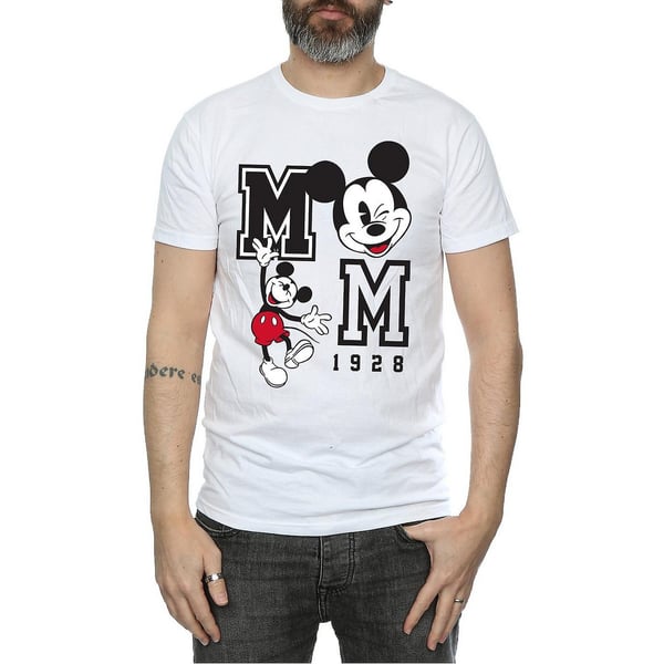 Disney Mens Mickey Mouse Jump & Wink Cotton T-Shirt