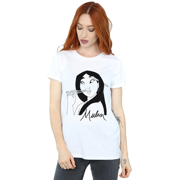 Disney Womens/Ladies Mulan Chopsticks Cotton Boyfriend T-Shirt