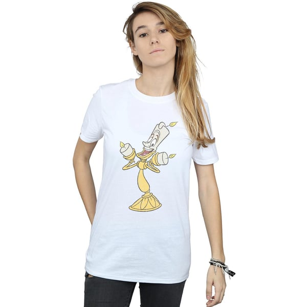 Disney Womens/Ladies Beauty And The Beast Lumiere Distressed Cotton Boyfriend T-Shirt