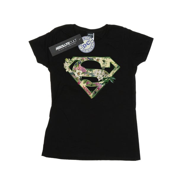 DC Comics Womens/Ladies Supergirl Floral Shield Cotton T-Shirt