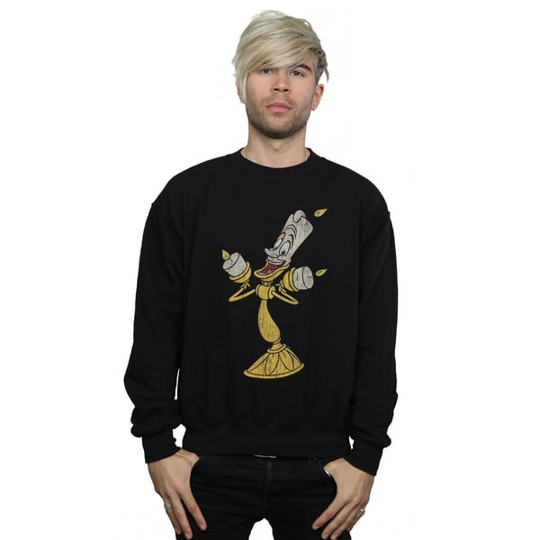 Disney Mens Beauty And The Beast Lumiere Distressed Sweatshirt