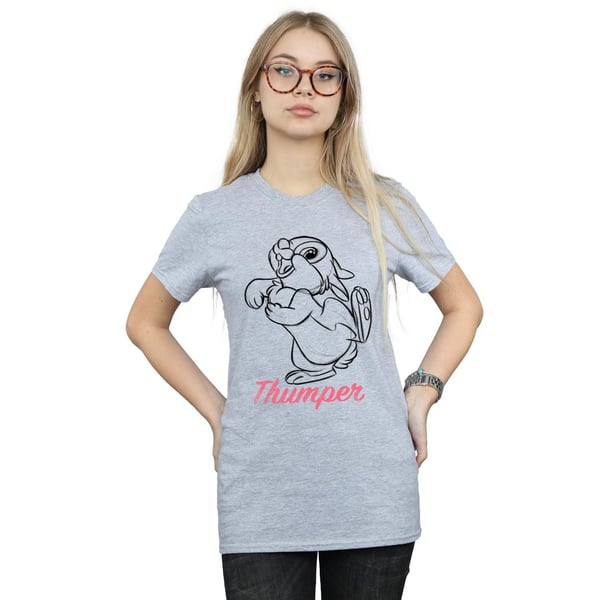 Disney Womens/Ladies Bambi Thumper Line Drawing Cotton Boyfriend T-Shirt
