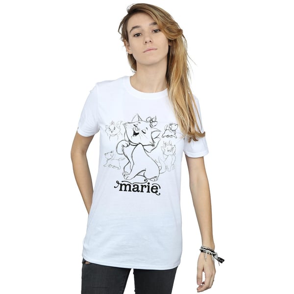 Disney Womens/Ladies Marie Collage Sketch Cotton Boyfriend T-Shirt