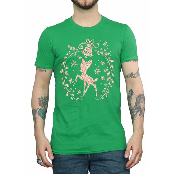 Disney Mens Bambi Christmas Wreath T-Shirt