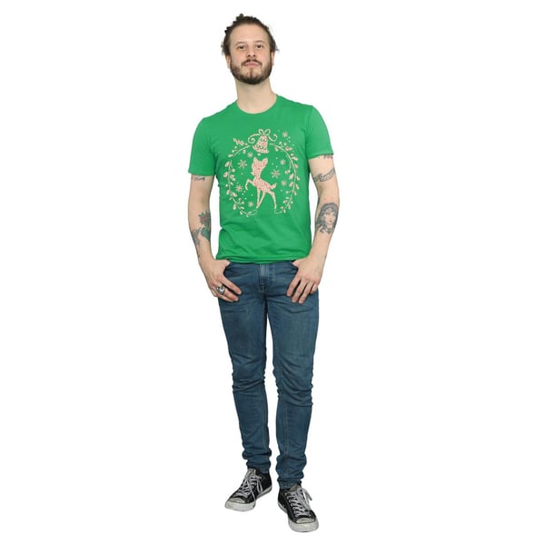 Disney Mens Bambi Christmas Wreath T-Shirt